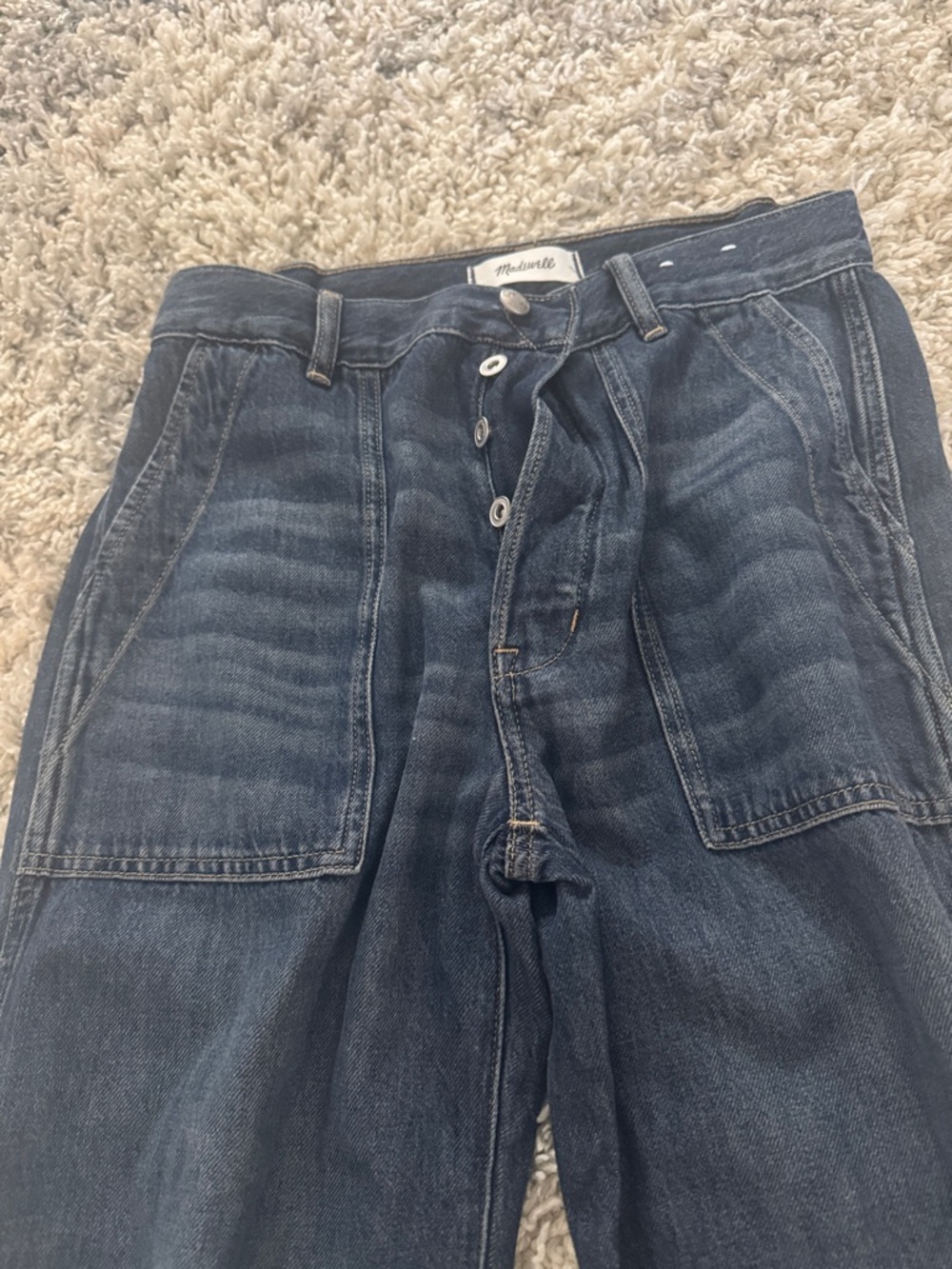 Madewell Wide-Leg Dark Wash Jeans - Picture 2 of 5
